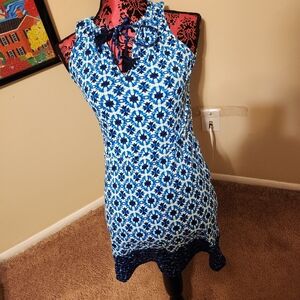 Tommy Bahama Blue and White Floral Dress Size XS Excellent